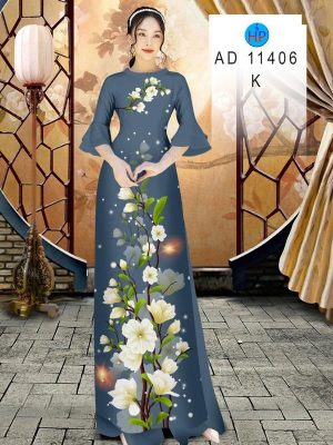 Vải Áo Dài Hoa In 3D AD 11406 18
